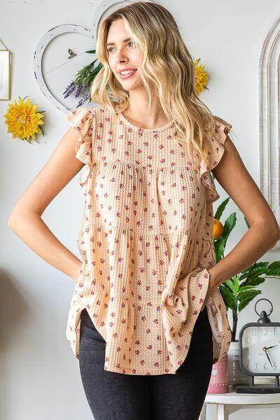 Heimish Full Size Butterfly Short Sleeve Floral Top Plus Size - Selvanelle