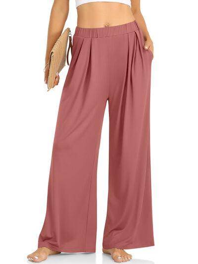 Elastic Waist Wide Leg Pants for Women in Various Sizes - Selvanelle