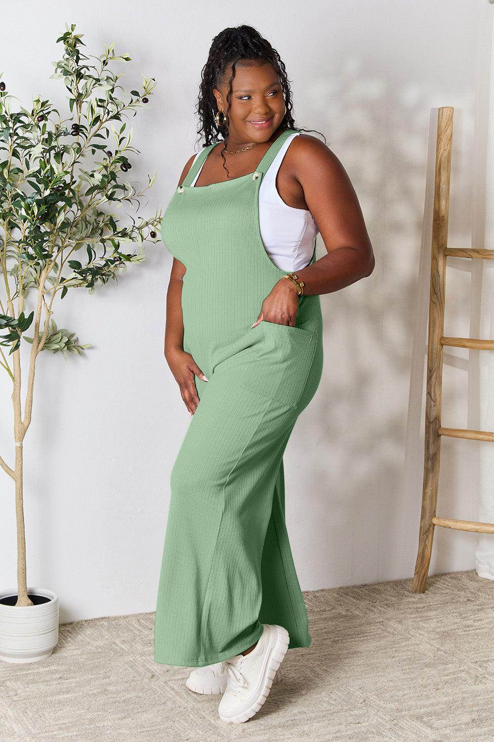 Double Take Full Size Wide Strap Overall with Pockets For Women - Selvanelle