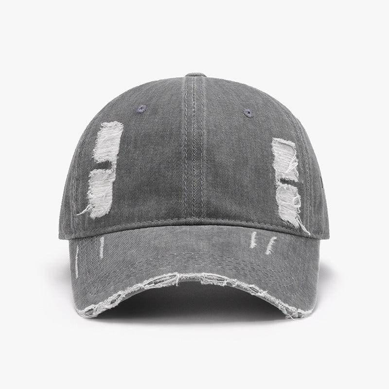 Distressed Adjustable Cotton Baseball Cap for Casual Wear - Selvanelle