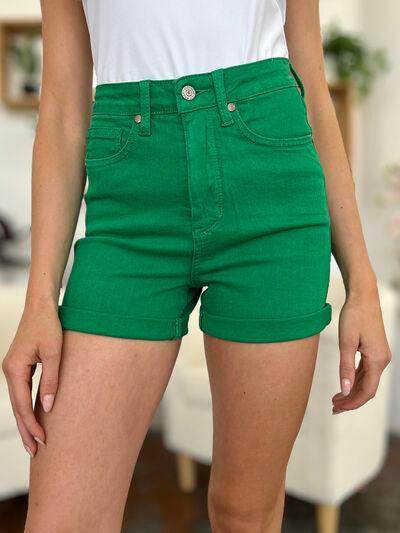 Judy Blue Full Size Tummy Control Denim Shorts for Women - Selvanelle