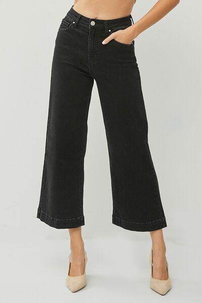 RISEN Full Size High Rise Wide Leg Ankle Jeans Plus Size - Selvanelle