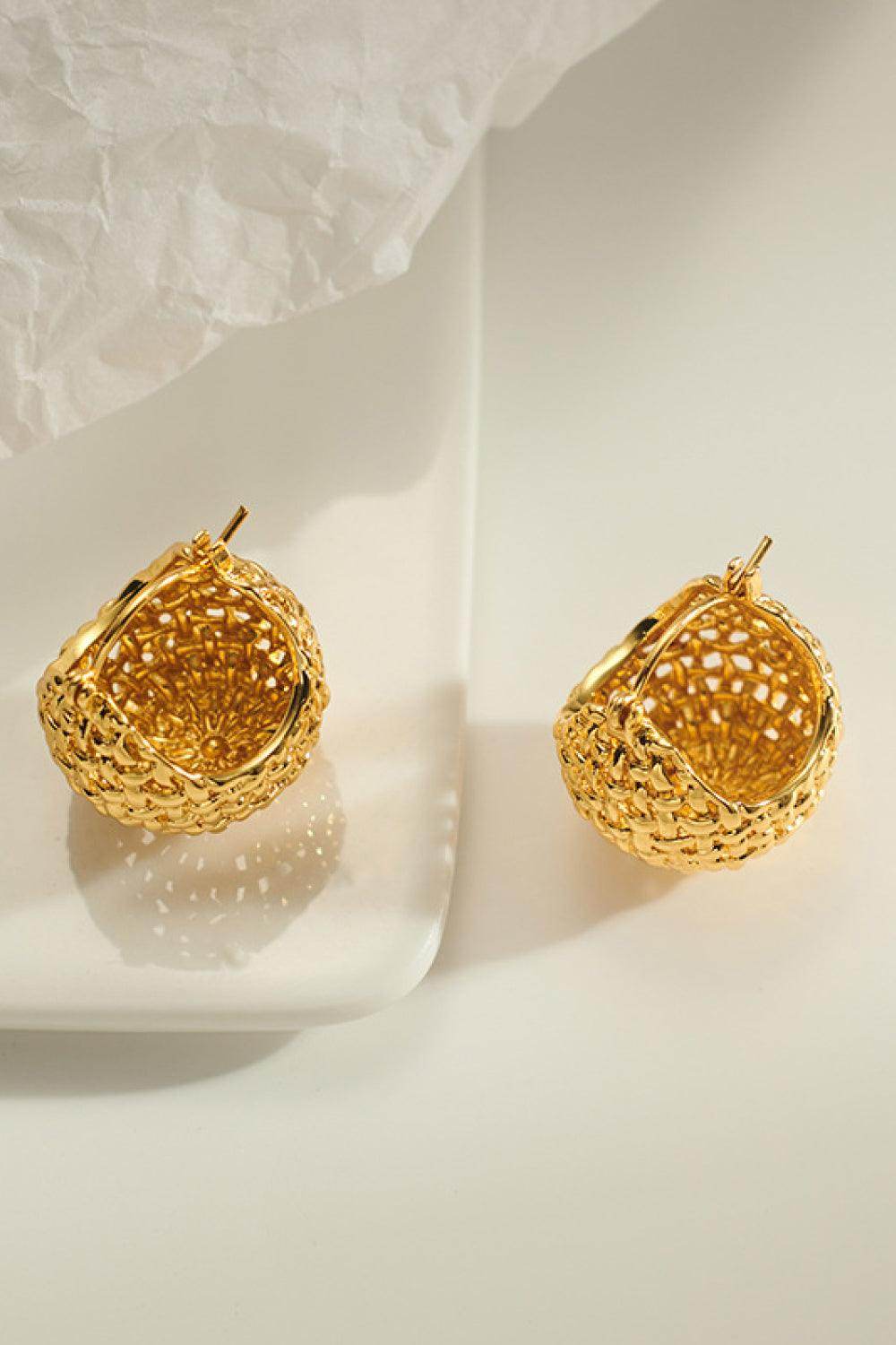 Braided Basket Metal Hoop Earrings for Everyday Style - Selvanelle