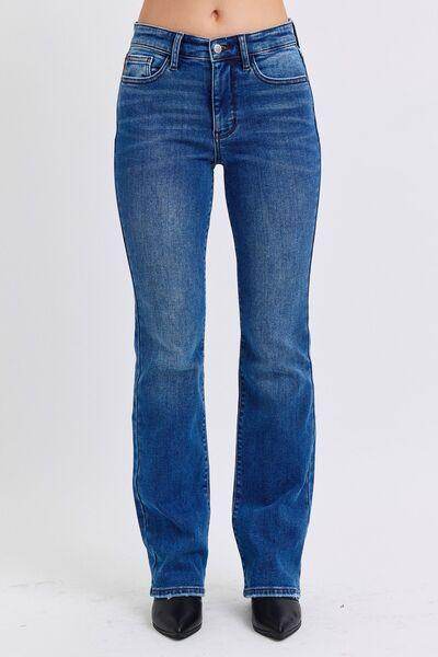 Judy Blue Full Size Run Mid-Rise Bootcut Jeans Thermal Lining - Selvanelle