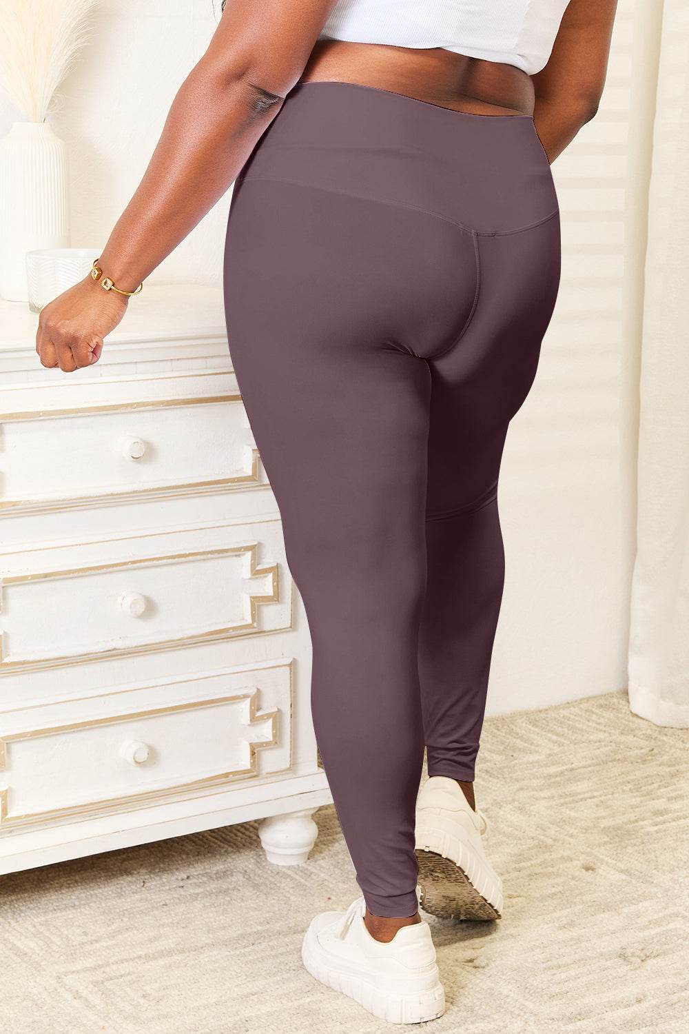 Double Take Wide Waistband Sports Leggings for Women - Selvanelle