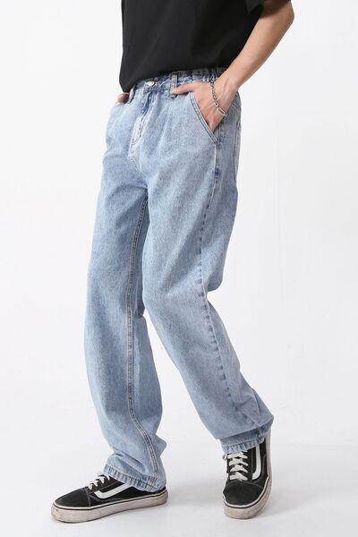 Mid Rise Baggy Jeans with Pockets for Comfortable Style - Selvanelle
