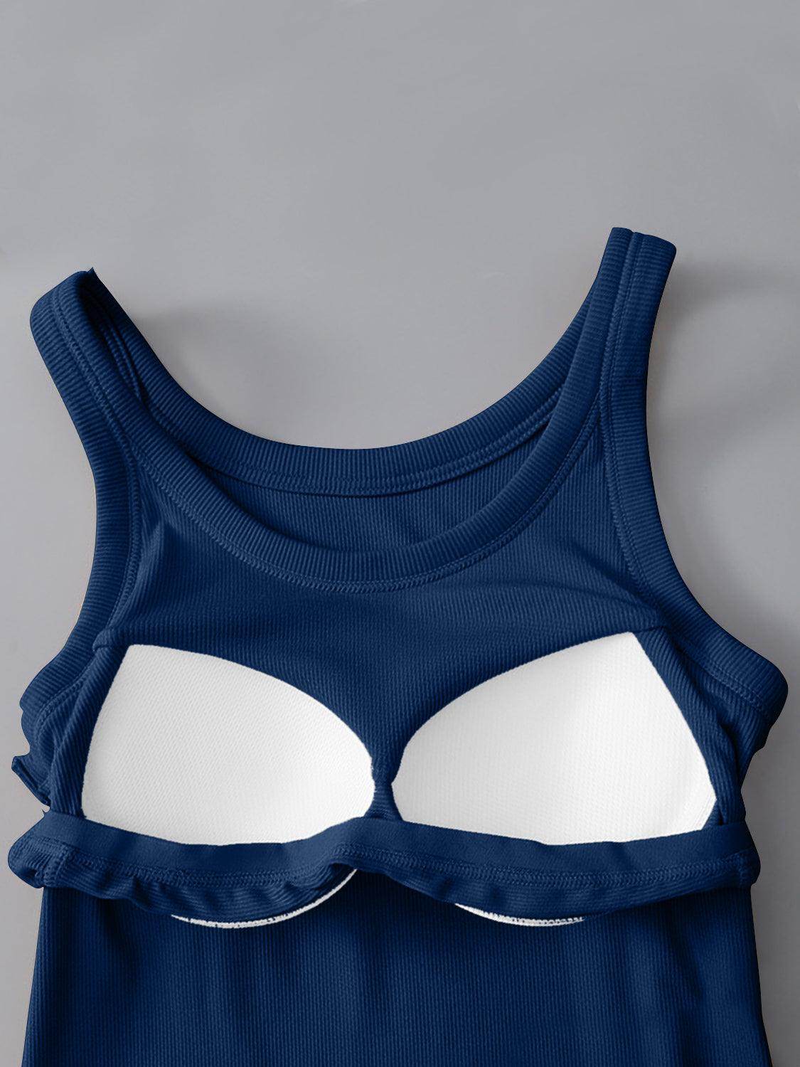 Round Neck Tank with Bra for Everyday Comfort Wear - Selvanelle