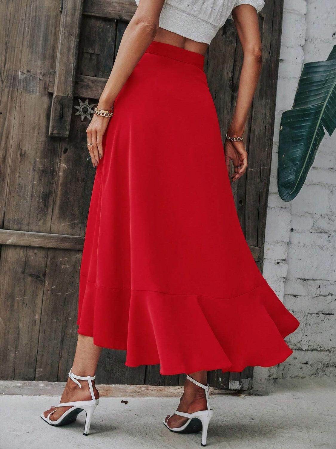 Tied Ruffled Midi Skirt for Stylish Casual Looks - Selvanelle