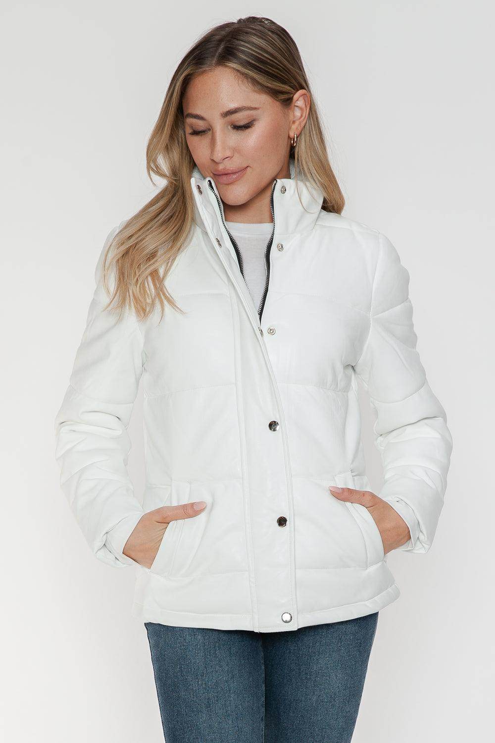 YMI Pocketed Zip Up Turtleneck Puffer Jacket for Women - Selvanelle