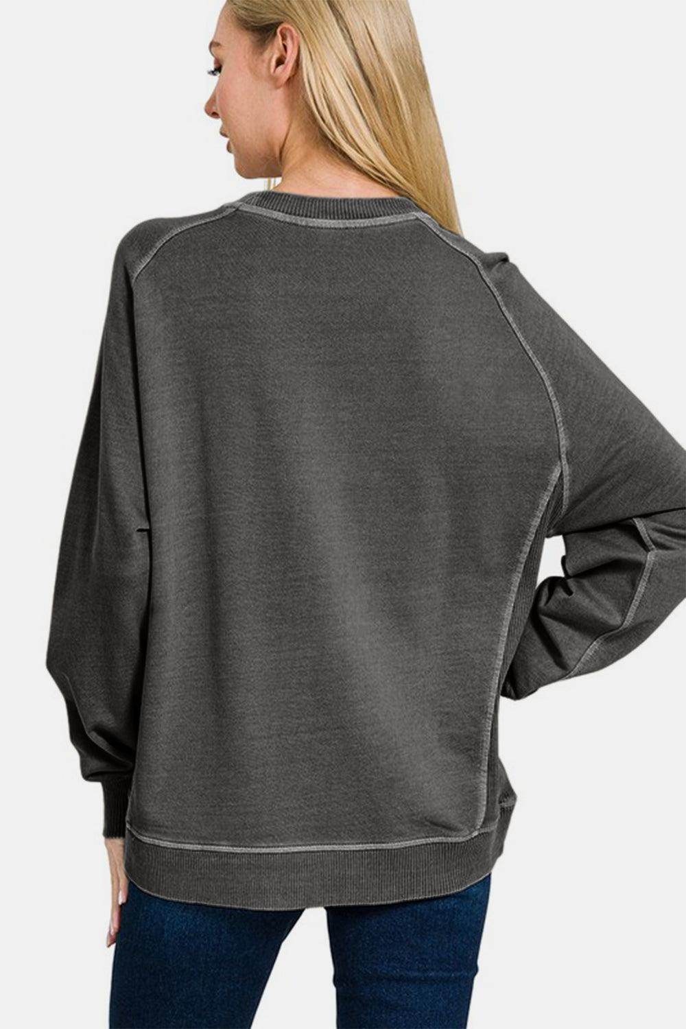 Zenana Full Size Pigment Dyed French Terry Sweatshirt for Comfort - Selvanelle