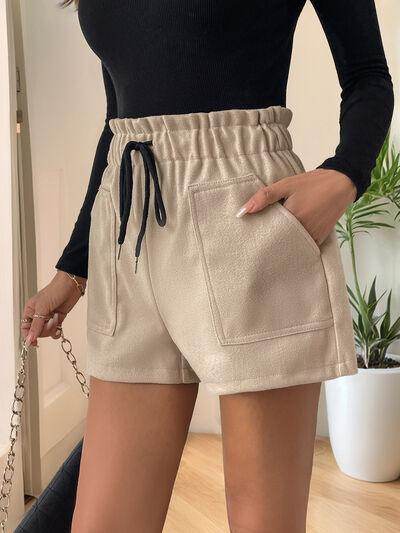 Perfee Frill Drawstring Shorts With Pockets For Women - Selvanelle
