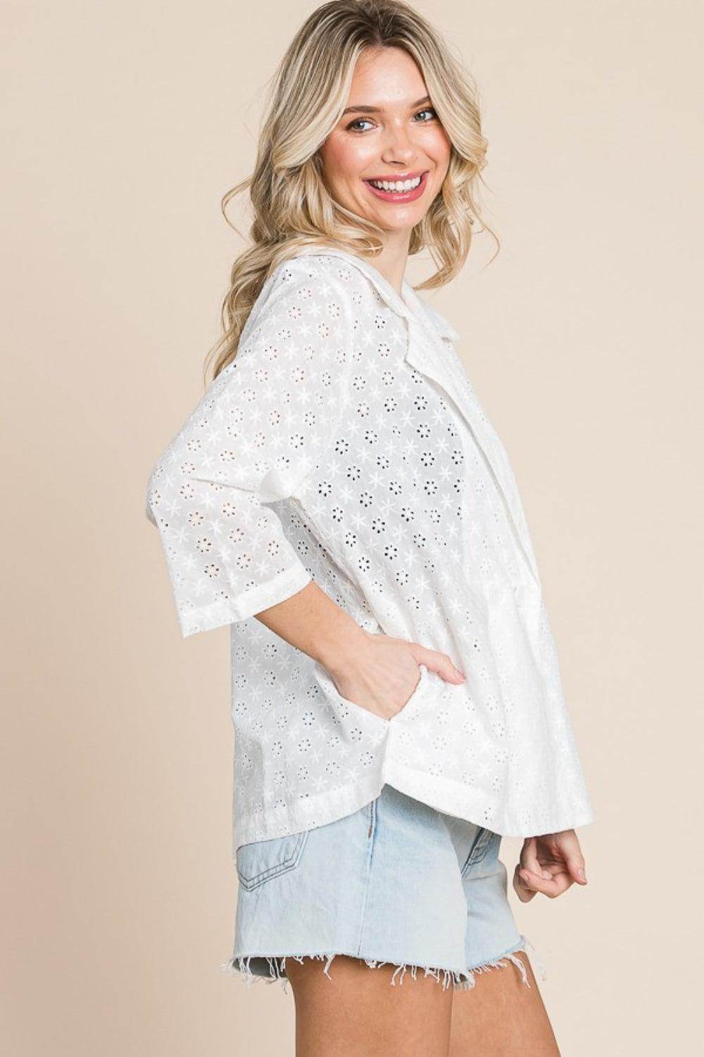 Culture Code Double Breasted Eyelet Jacket with Pockets - Selvanelle