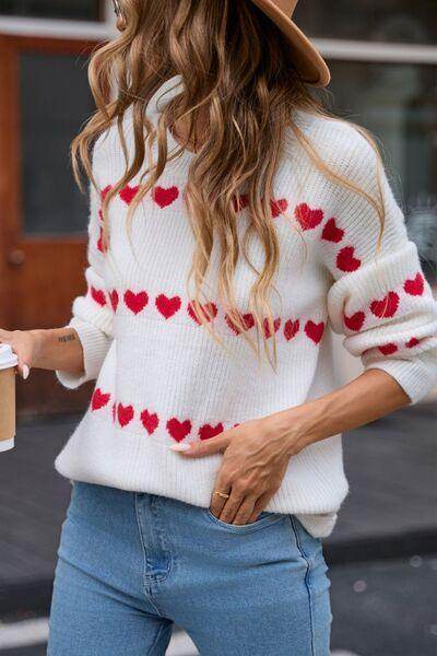 Angel Wings Heart Round Neck Long Sleeve Sweater for Women - Selvanelle