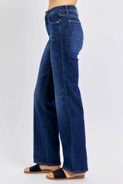Judy Blue Full Size Tummy Control Straight Jeans Plus Size - Selvanelle