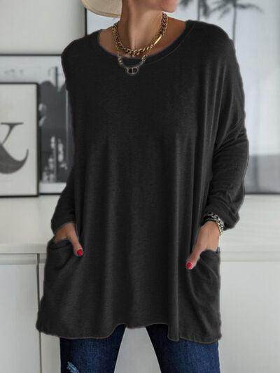 Full Size Round Neck Long Sleeve T-Shirt for Women - Selvanelle