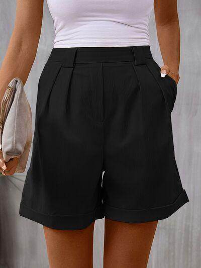 Perfee Pocketed Mid-Rise Waist Shorts for Women Fashion - Selvanelle