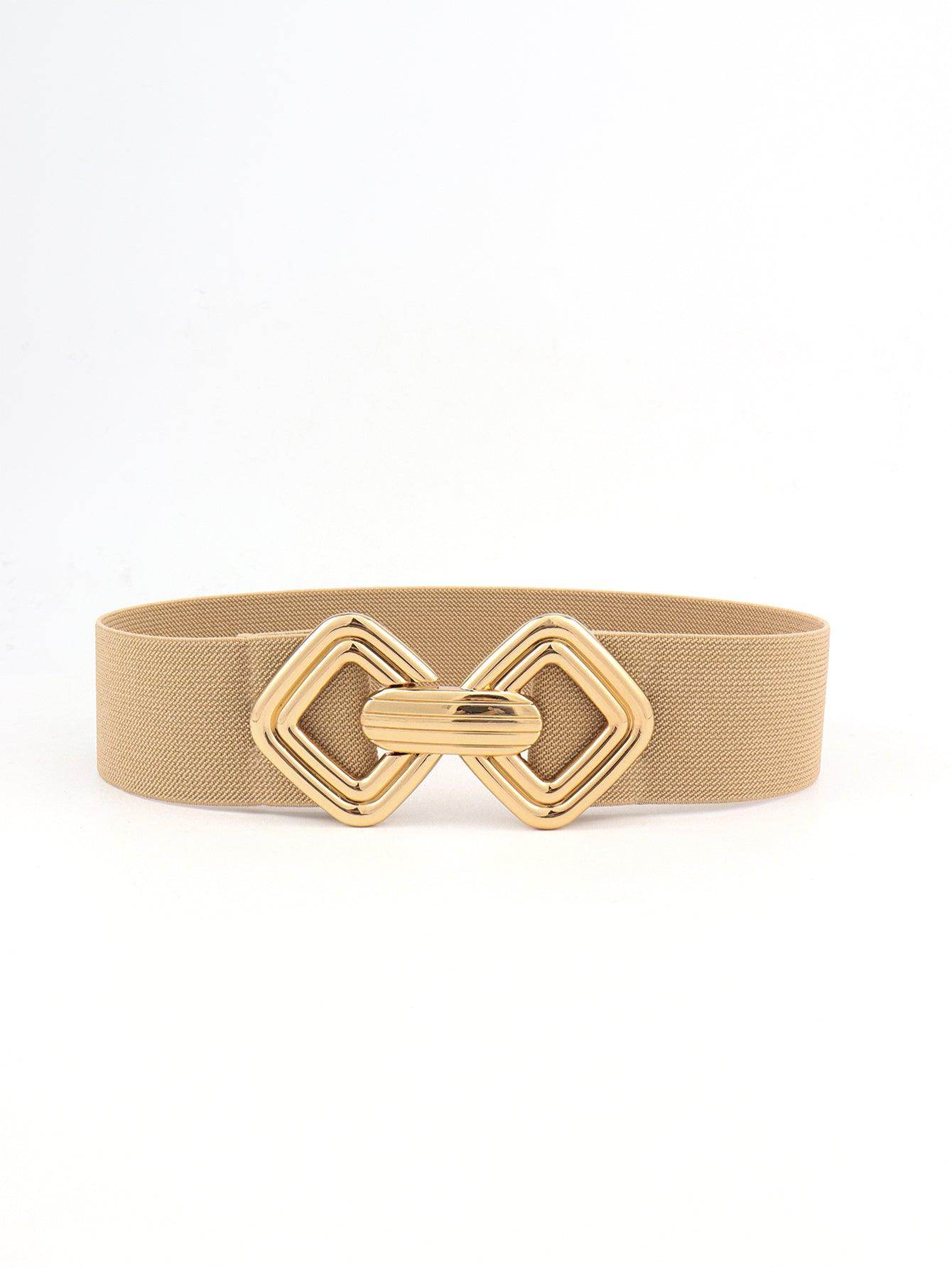 Geometric Buckle Elastic Wide Belt for Stylish Comfort - Selvanelle