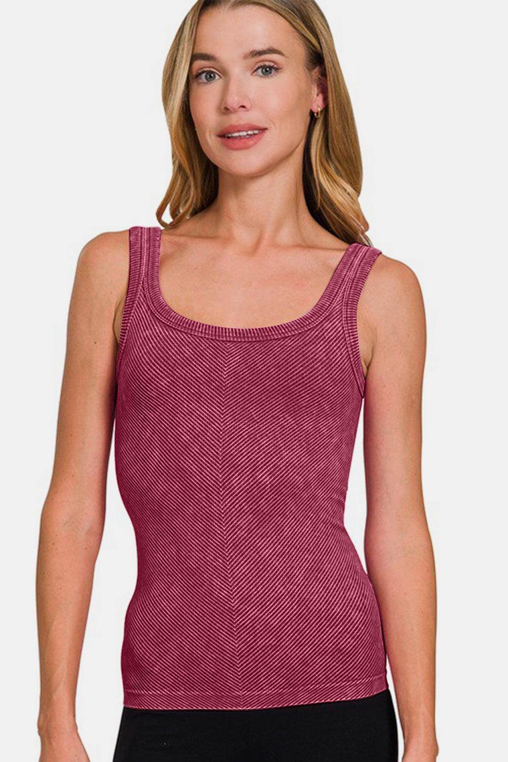 Zenana Ribbed Scoop Neck Tank for Stylish Everyday Wear - Selvanelle