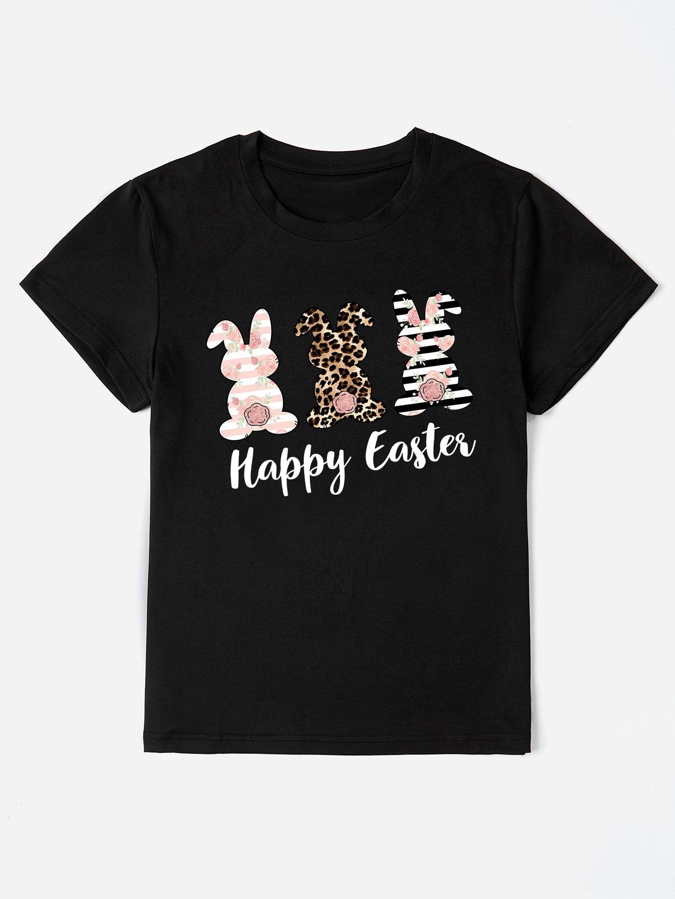 HAPPY EASTER Round Neck Short Sleeve T-Shirt - Selvanelle