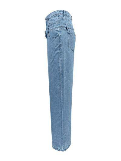 Faux Layered High Waist Jeans for Chic Everyday Style - Selvanelle