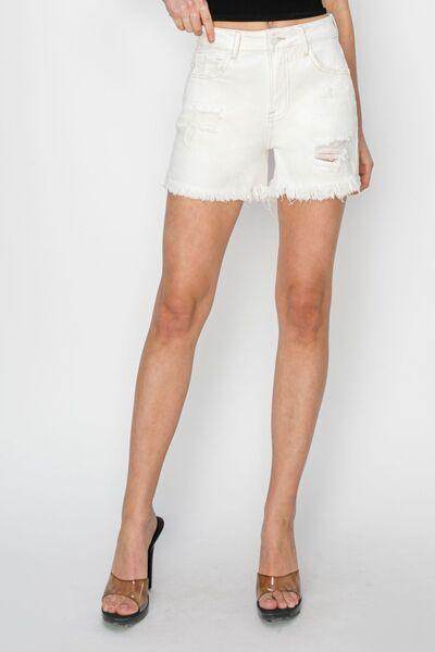 RISEN High Waist Ripped Denim Shorts for Summer Style - Selvanelle