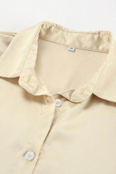 Button Down Long Sleeve Satin Shirt for Effortless Style - Selvanelle