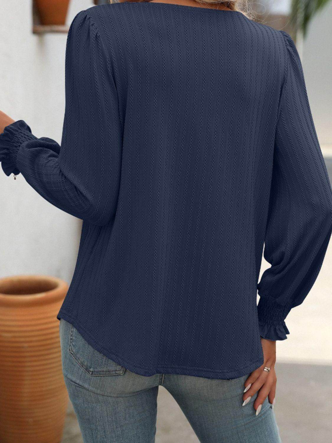 Mandy Square Neck Long Sleeve Top for Stylish Comfort - Selvanelle