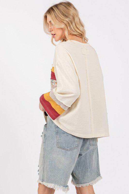 SAGE + FIG French Terry Color Block T-Shirt for Women - Selvanelle