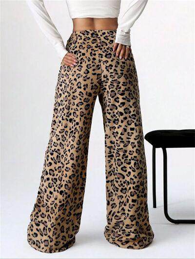 Leopard Wide Leg Plush Pants for Comfortable Stylish Wear - Selvanelle