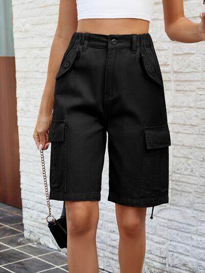 High Waist Denim Shorts with Pockets for Women - Selvanelle