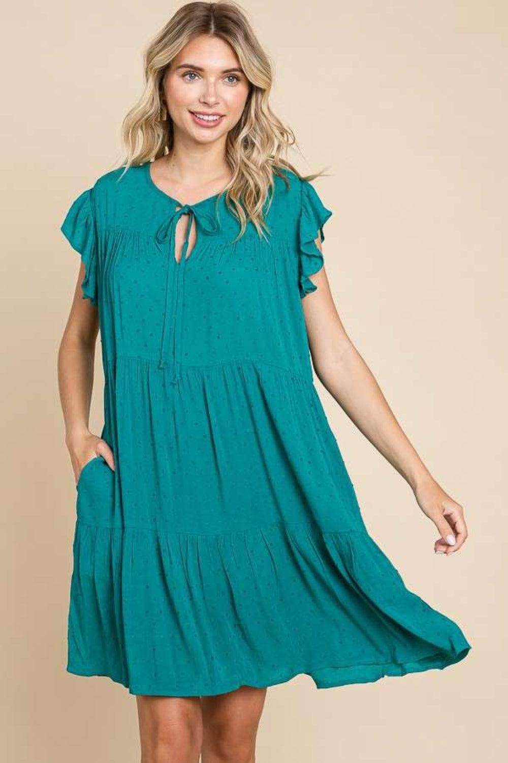 Culture Code Ruffle Cap Sleeve Tiered Dress for Women - Selvanelle
