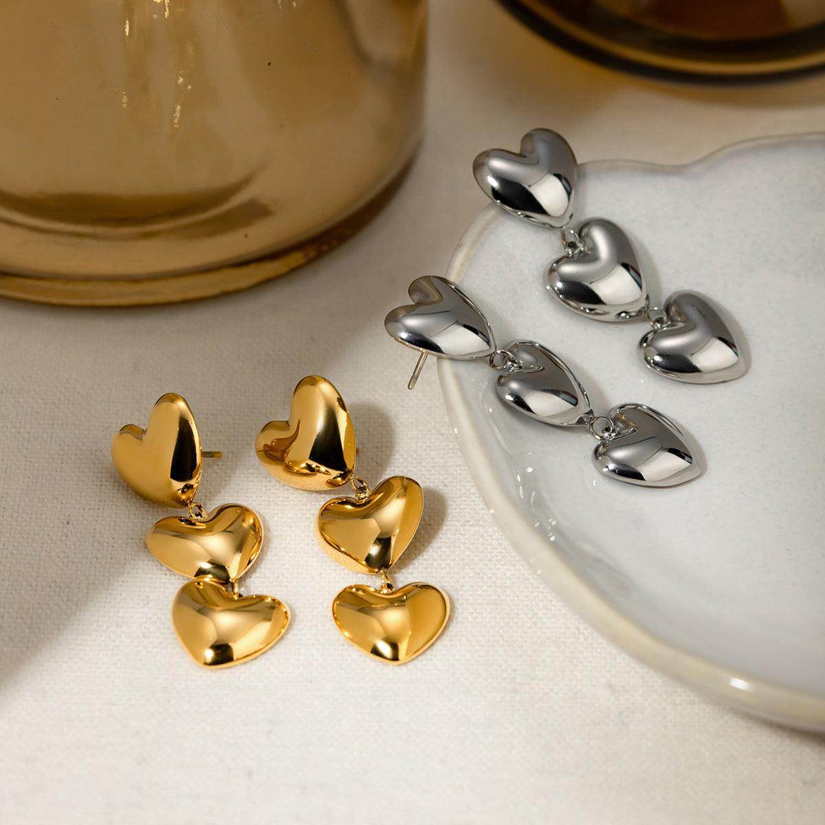 Stainless Steel Heart Earrings for Elegant Everyday Style - Selvanelle