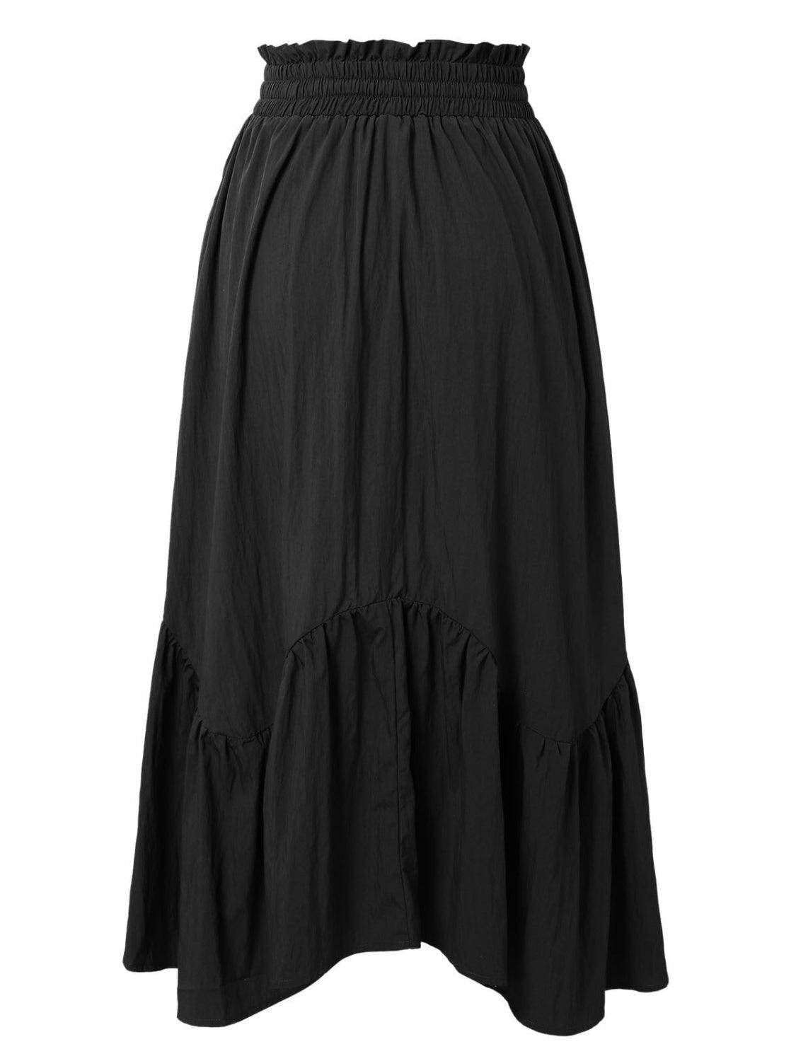 Smocked Waist Band Ruched Layered Skirt for Women Fashion - Selvanelle