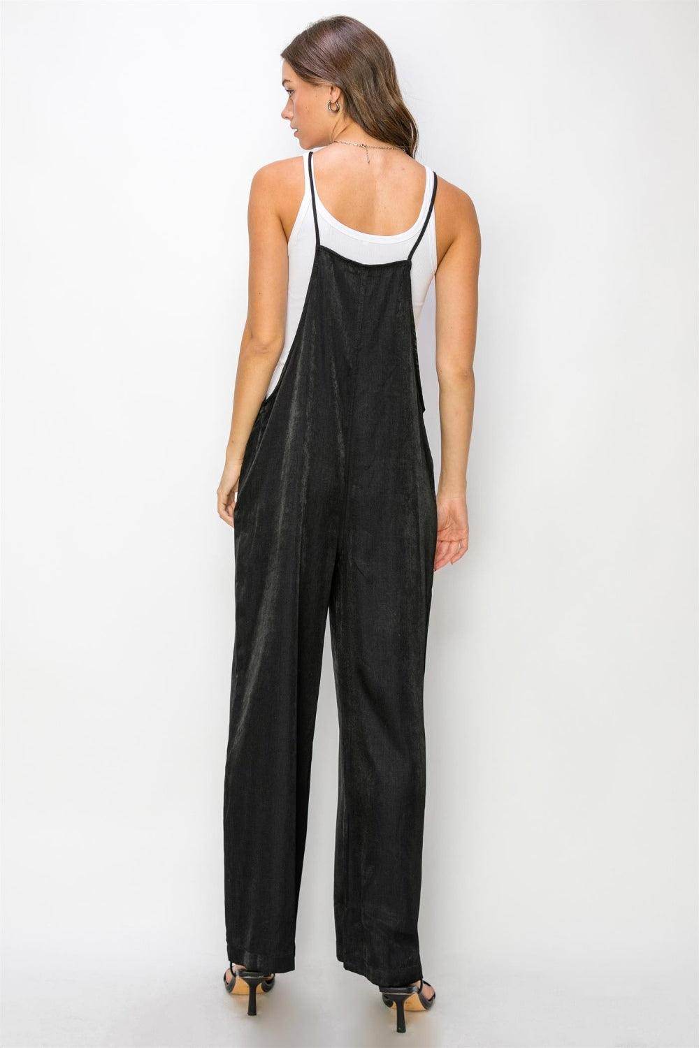HYFVE Half Button Sleeveless Straight Jumpsuit for Women - Selvanelle