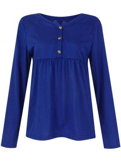 Half Button Long Sleeve T-Shirt for Women Stylish Fit - Selvanelle