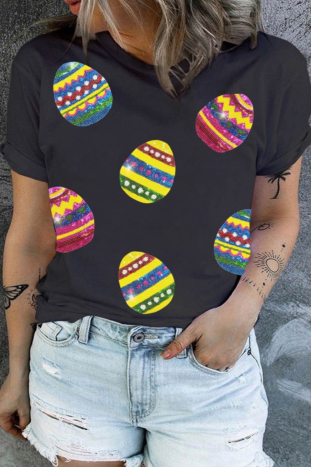 Plus Size Easter Round Neck Short Sleeve T-Shirt - Selvanelle