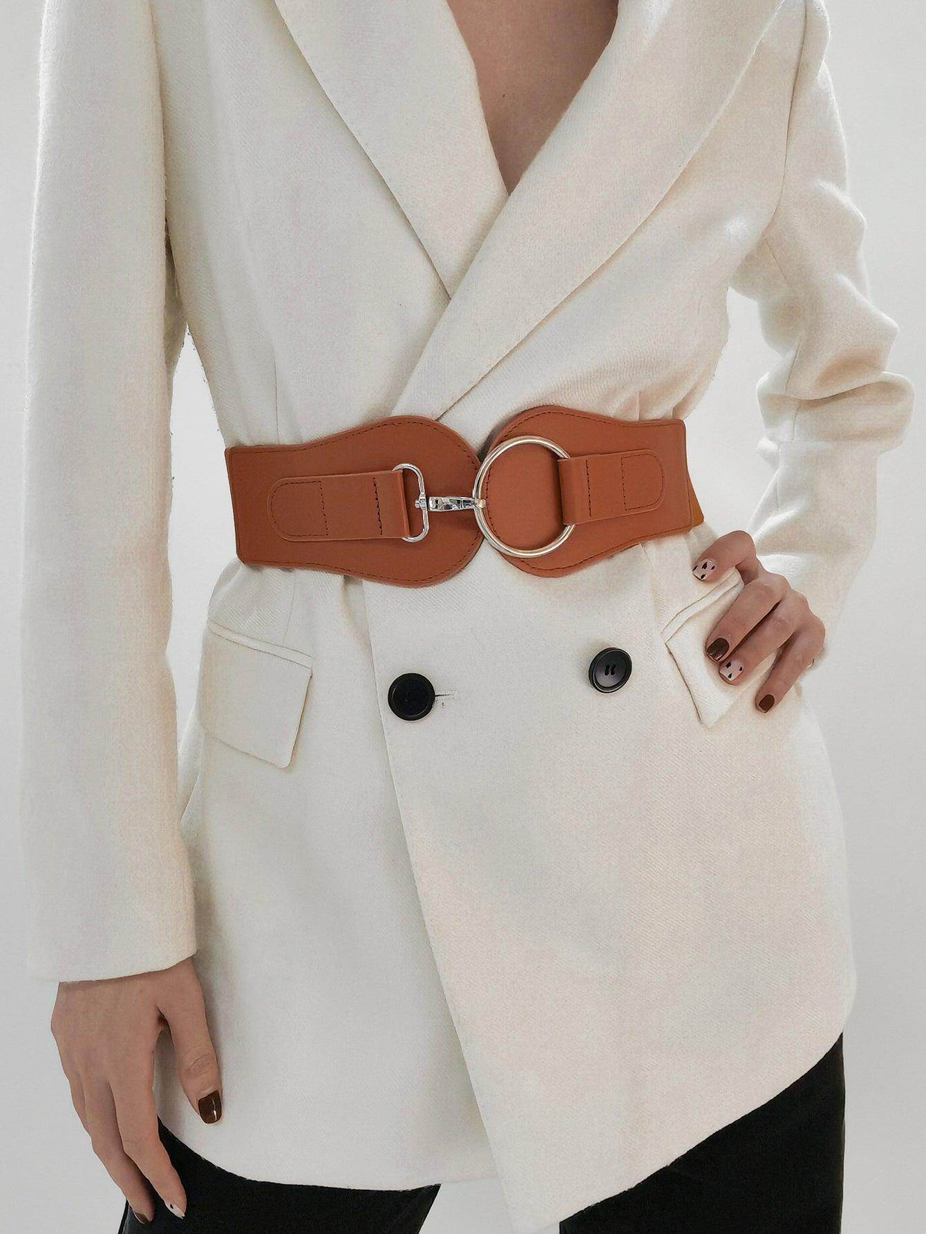 PU Elastic Wide Belt for Comfortable Fashion Fit - Selvanelle