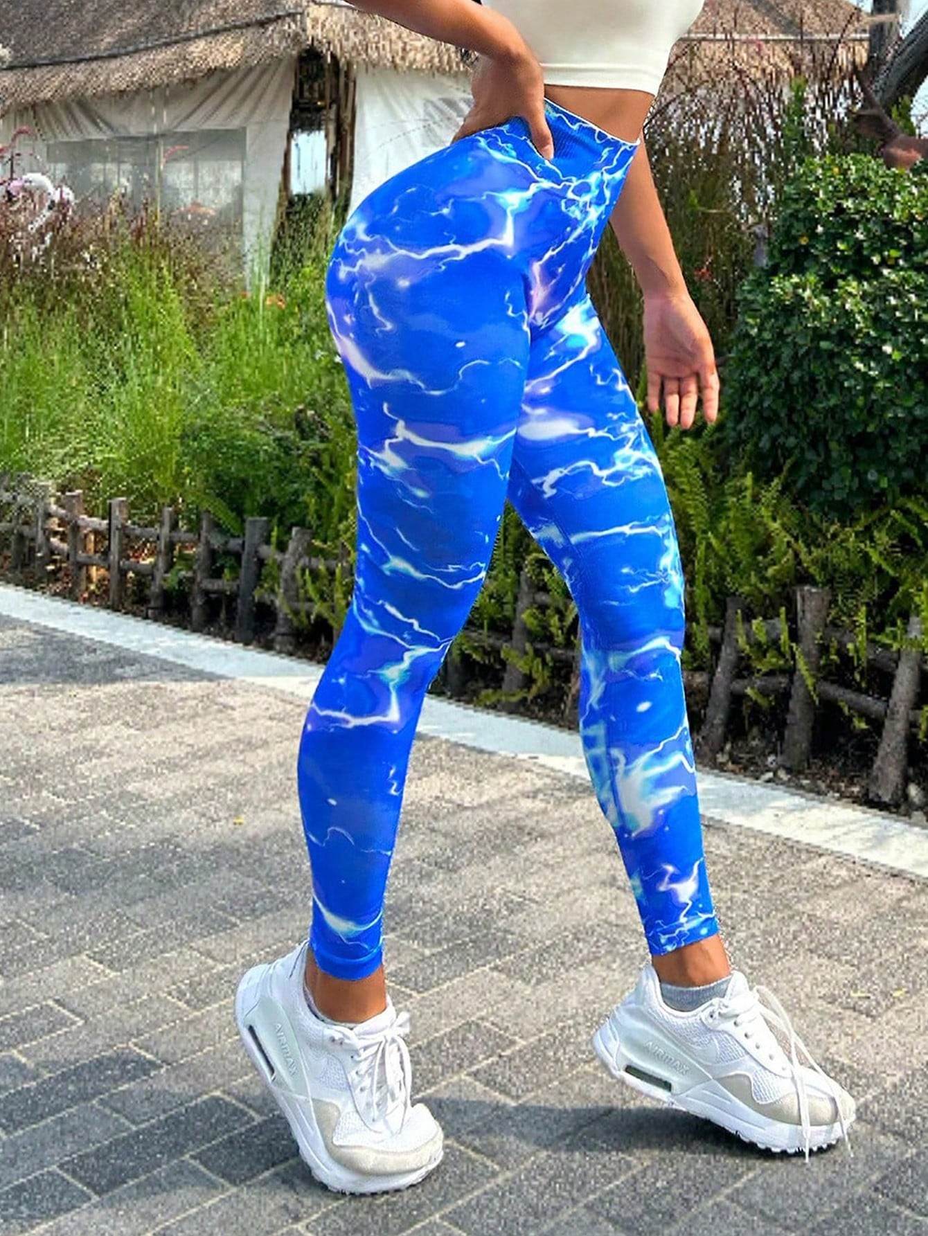 Tie-dye Slim Fit High Waistband Long Active Pants - Selvanelle
