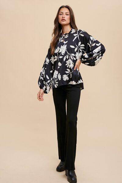 Annie Wear Frill Printed Balloon Sleeve Blouse for Women - Selvanelle