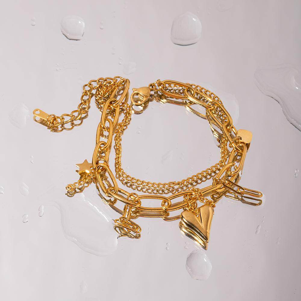 Stainless Steel Double Layered Charm Bracelet for Women - Selvanelle