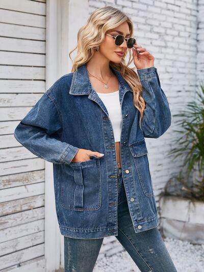 Button Up Long Sleeve Denim Jacket for Stylish Looks - Selvanelle