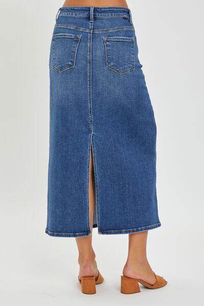 RISEN High Rise Back Slit Denim Skirt for Women Fashion - Selvanelle