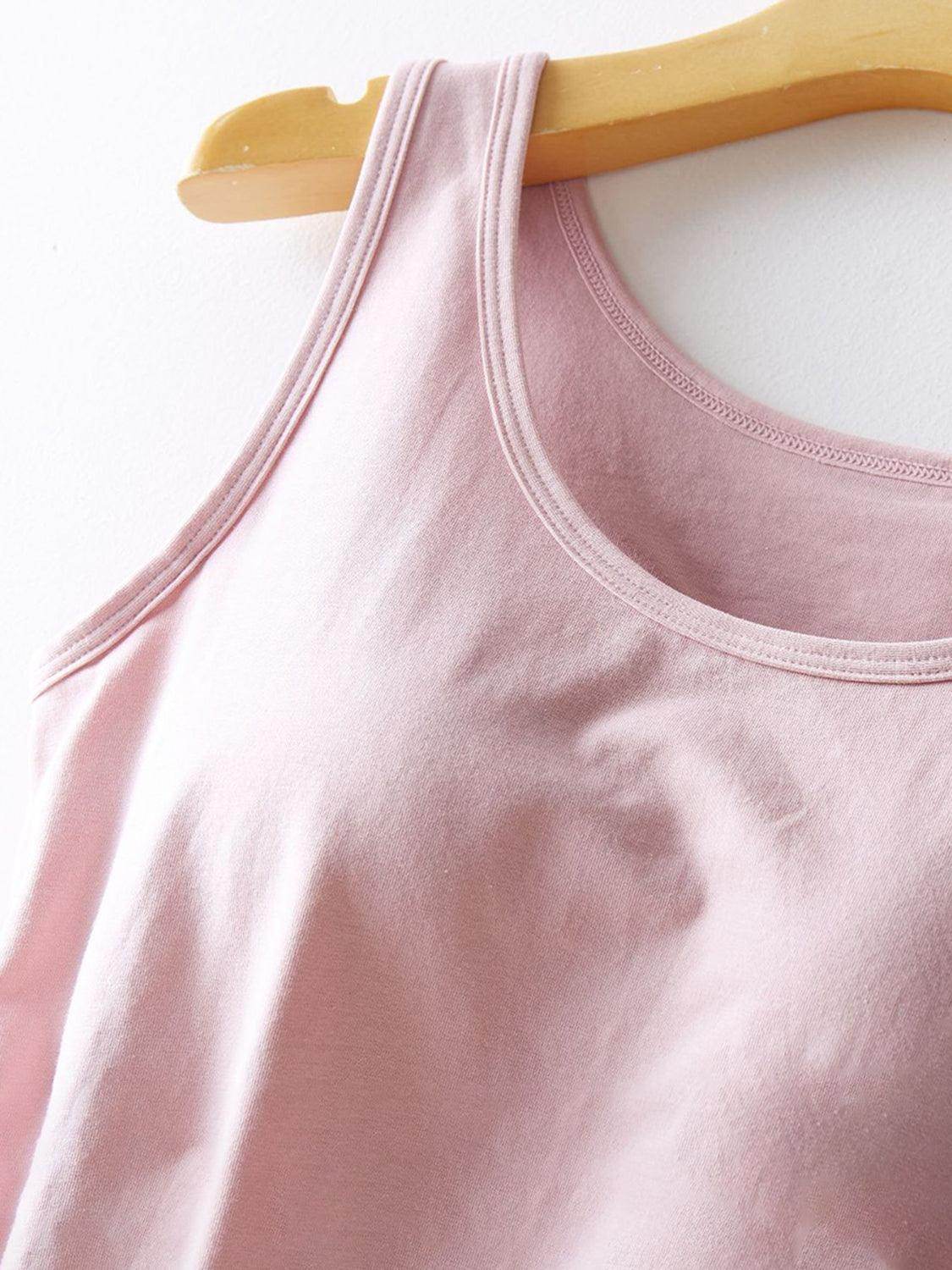 Round Neck Tank with Bra for Comfortable Everyday Wear - Selvanelle