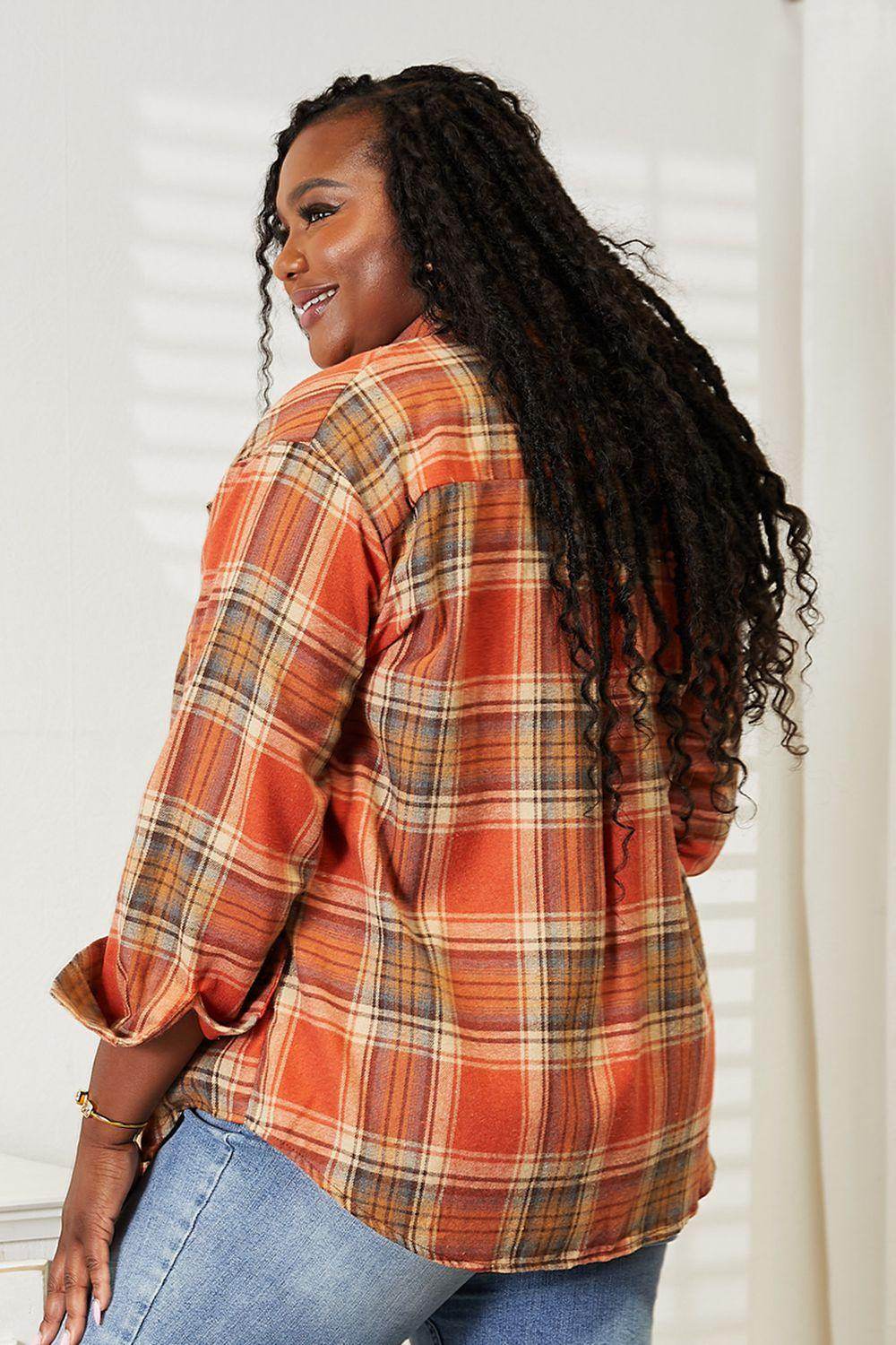 Mandy Plaid Dropped Shoulder Shirt for Casual Chic Style - Selvanelle