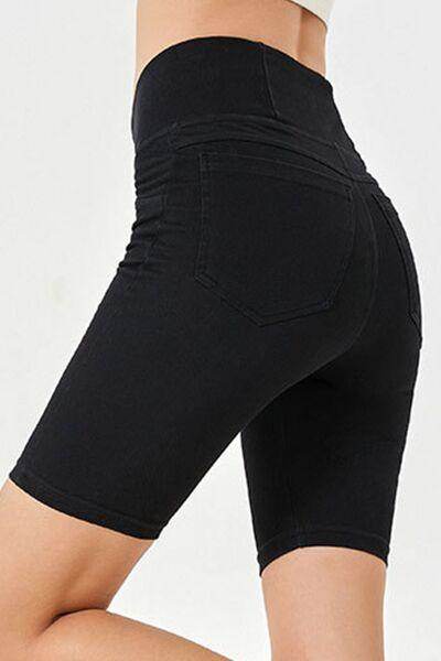 Basic Bae Asymmetrical Waist Denim Shorts With Pockets - Selvanelle