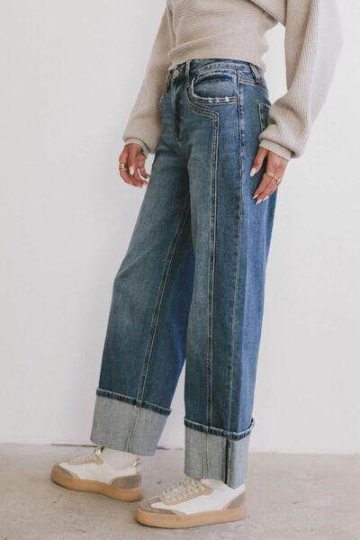 Stylish Straight Leg Jeans with Pockets for All Sizes - Selvanelle