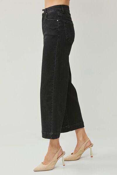 RISEN Full Size High Rise Wide Leg Ankle Jeans Plus Size - Selvanelle