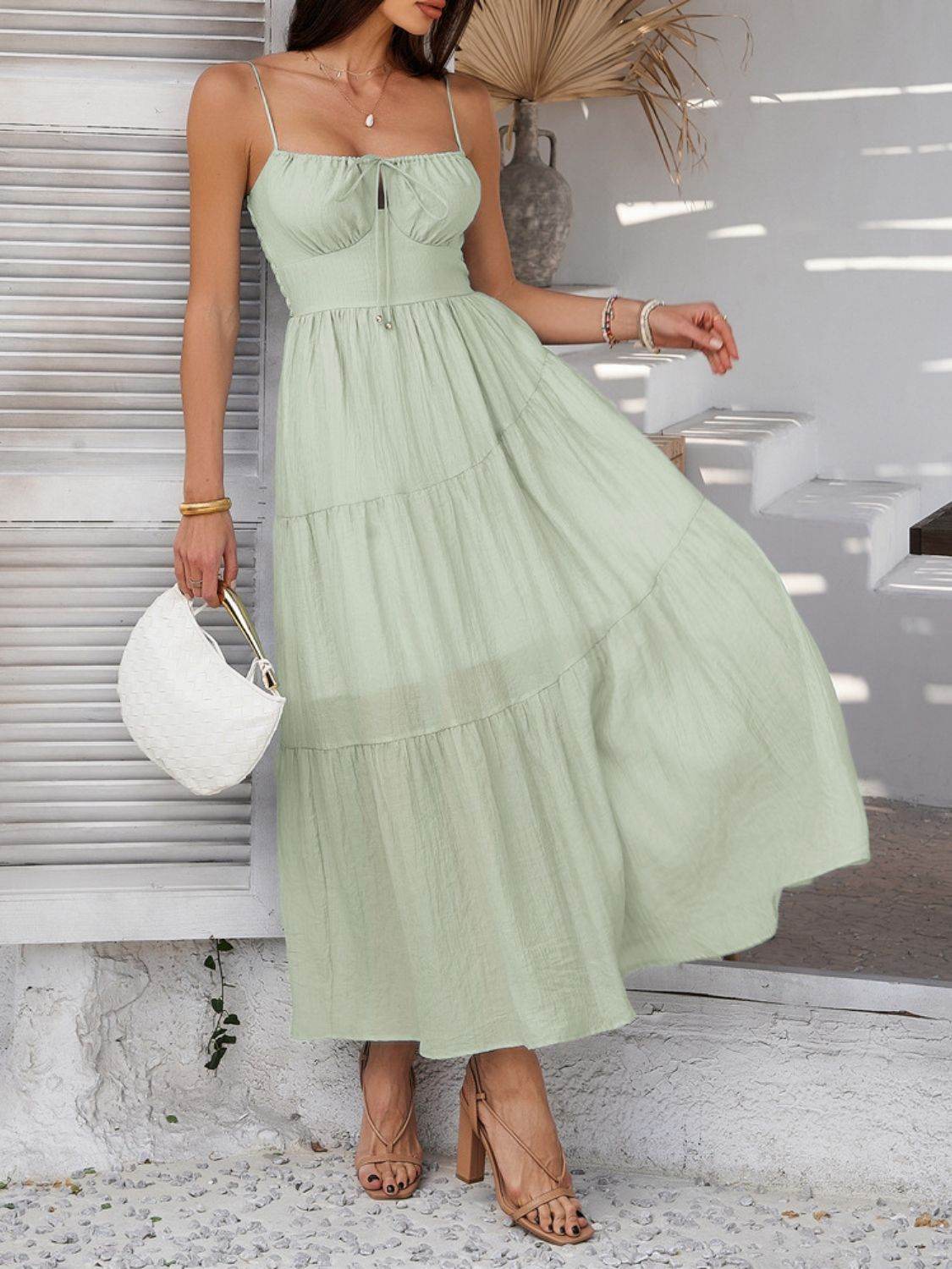 Devine Smocked Tiered Maxi Cami Dress - Selvanelle