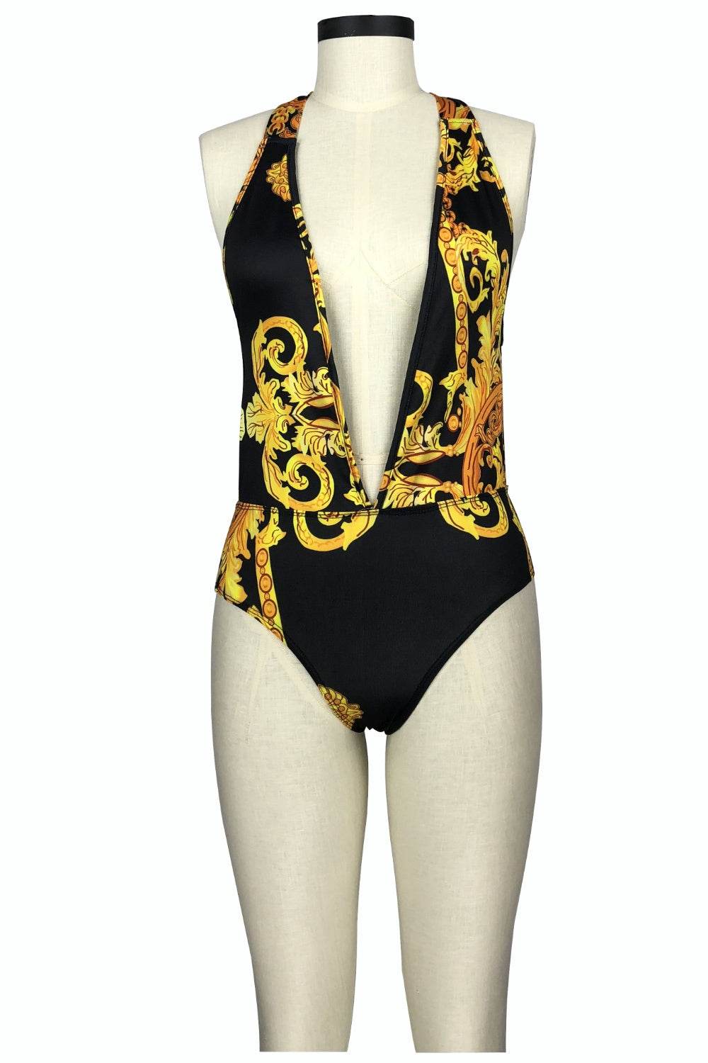 Printed Plunge One-Piece and Cover Up Swim Set - Selvanelle