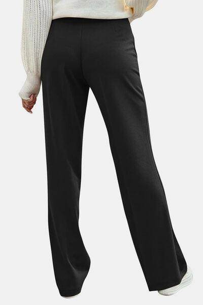 Decorative Button High Rise Pants for Stylish Comfort - Selvanelle